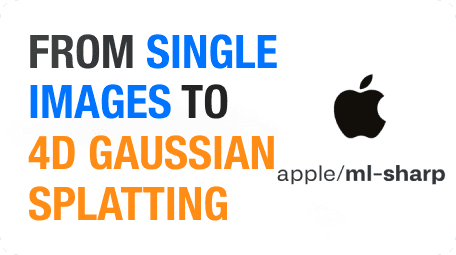 Cover image showing the transition from single images to 4D Gaussian Splatting using Apple ML-Sharp.