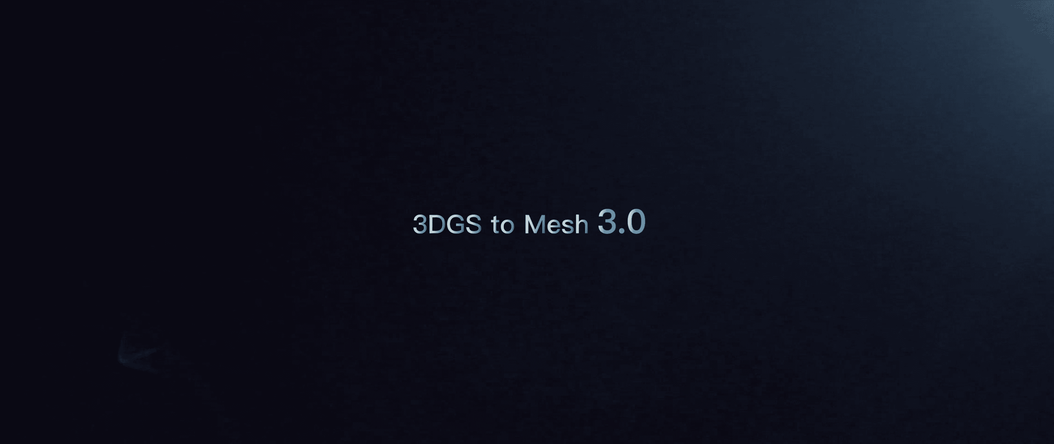 KIRI Engine 4.2 title card showing the text “3DGS to Mesh 3.0” on a dark background