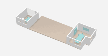 KIRI Engine Room Scan 3D layout view showing multiple rooms